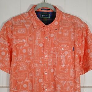 William Murray x Tito's Vodka Golf Shirt Mens Large Peach Short Sleeve Button Up